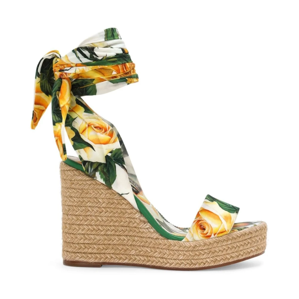 Dolce & Gabbana Sandaler med Blommönster och Kilklack Multicolor, Dam