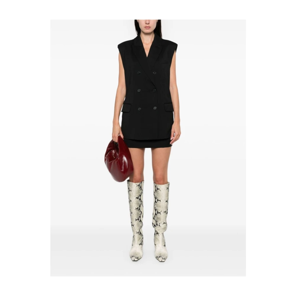 IRO Zwarte dubbelrijige wollen jas Black Dames