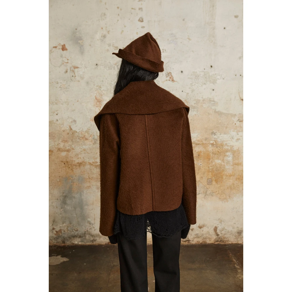 Cortana Sailor korte jas in babykameelwol Brown Dames