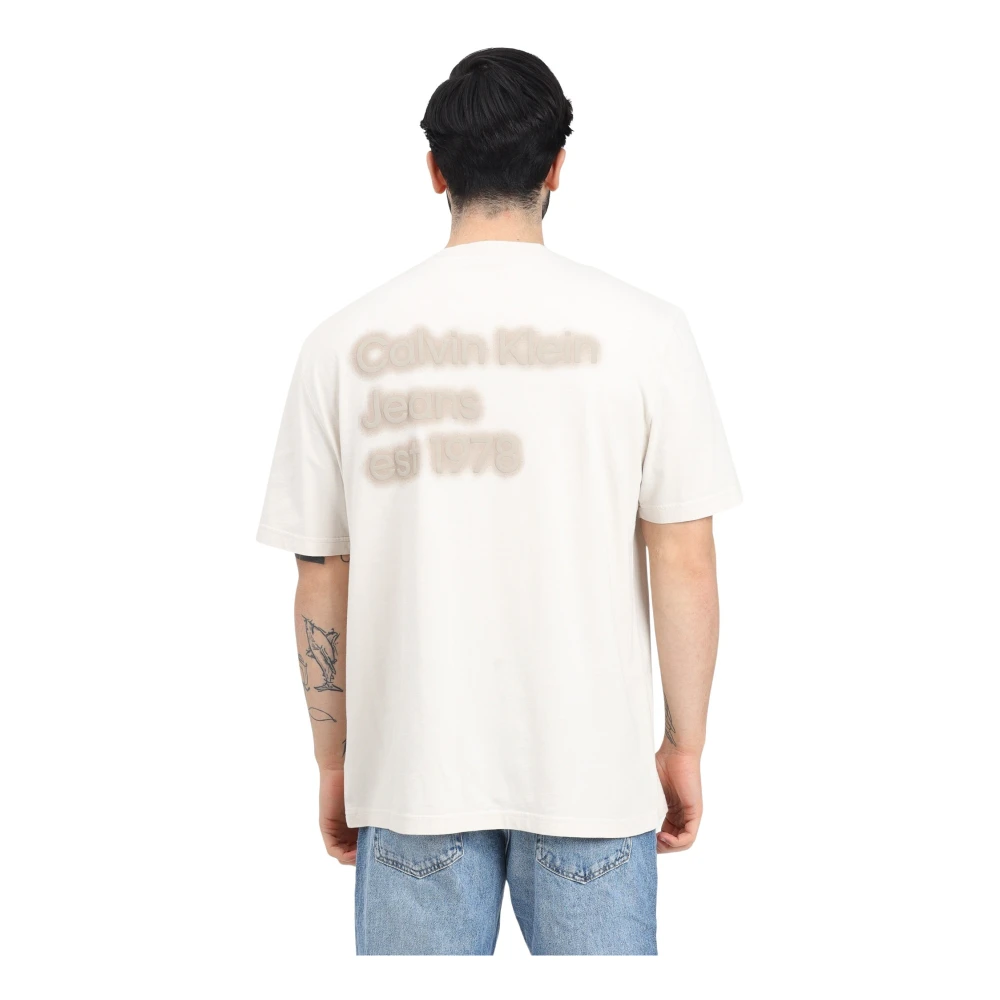Calvin Klein Jeans Korte mouw beige T-shirt voor mannen Beige Heren