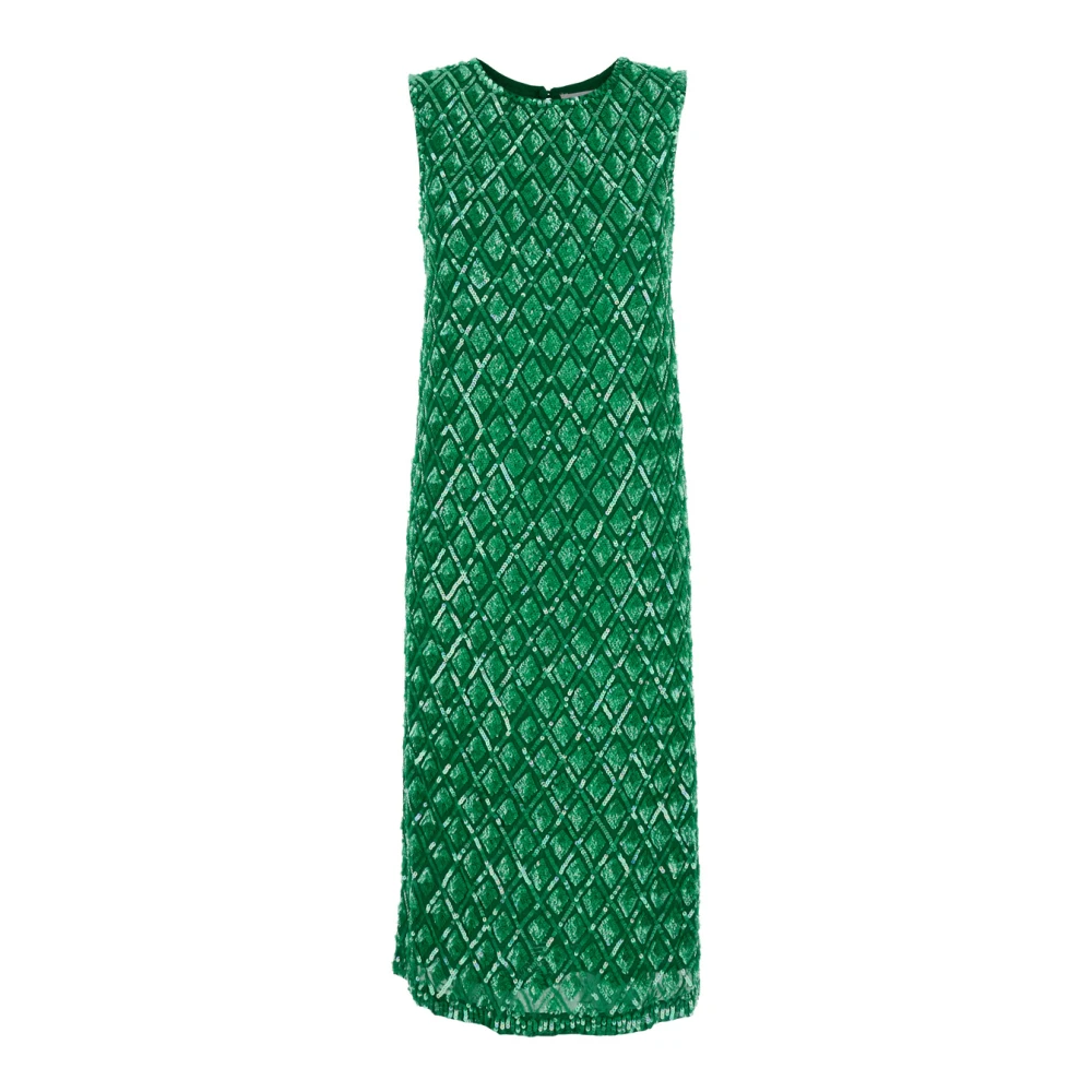 P.a.r.o.s.h. Groene Pailletten Geometrische Lange Jurk Green Dames