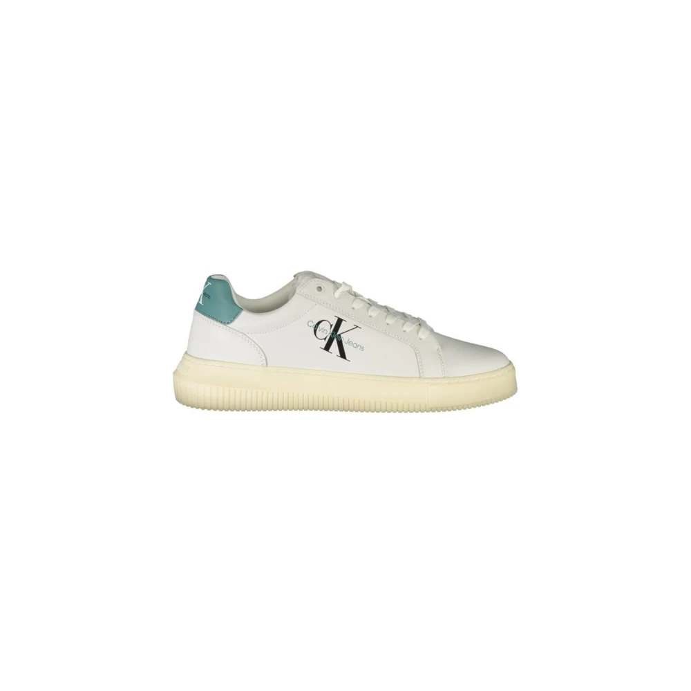 Calvin Klein Men's White Low Top Trainers With Laces - Sneakers - 10 Uk- Shoes