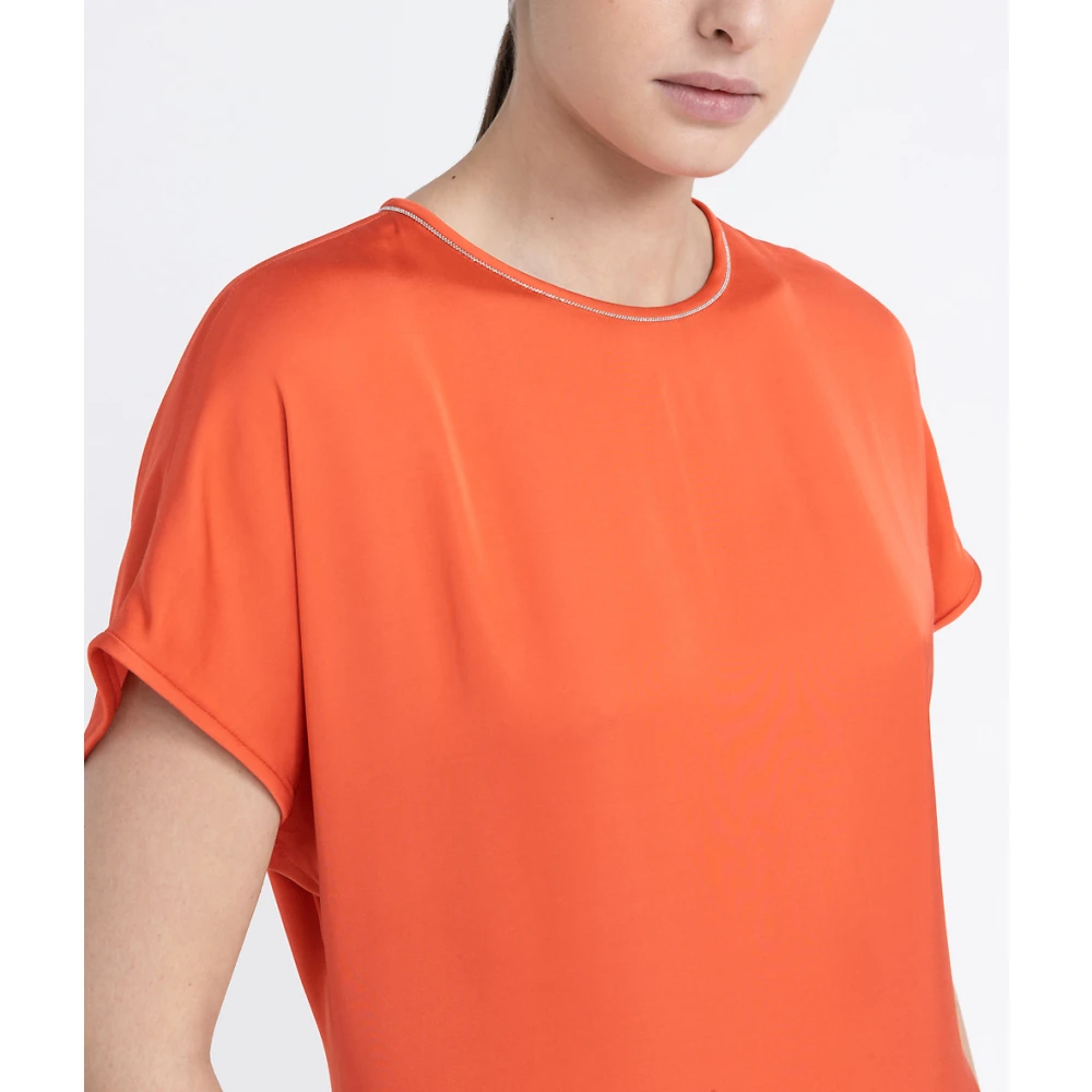 PESERICO Lange viscose satijnen jurk Red Dames