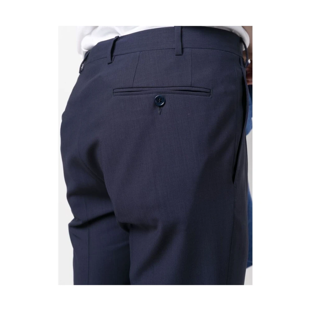 Canali Donkerblauwe Slim-Fit Wollen Broek Blue Heren