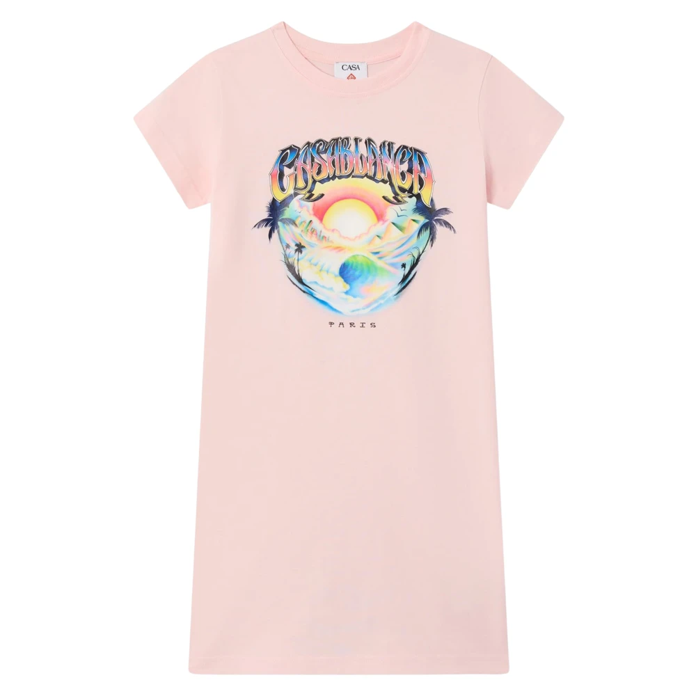 Casablanca , Kids Short Sleeve T-Shirts, Unisex, Pink, 11 Y, Casa Airspray Printed T-Shirt Dress