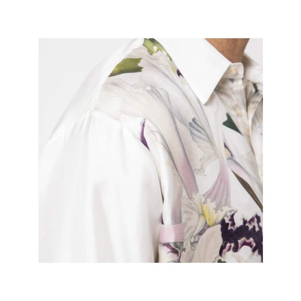 Pierre-Louis Mascia Witte Bloemen Satijnen Overhemd Multicolor Heren