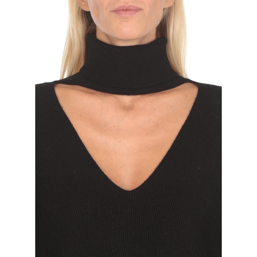 D.Exterior Zwarte Wol Hoge Hals Trui Black Dames