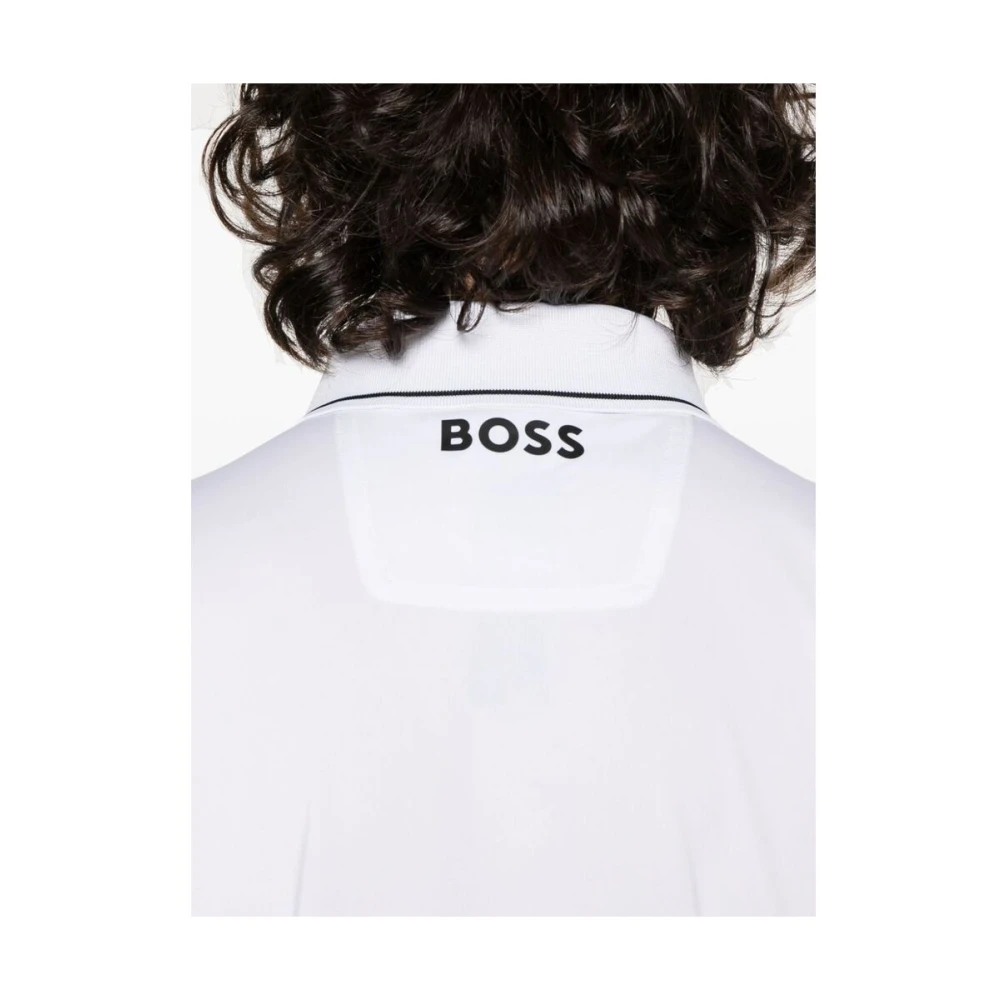 Hugo Boss Witte Polo Sweater met Logo Print White Heren