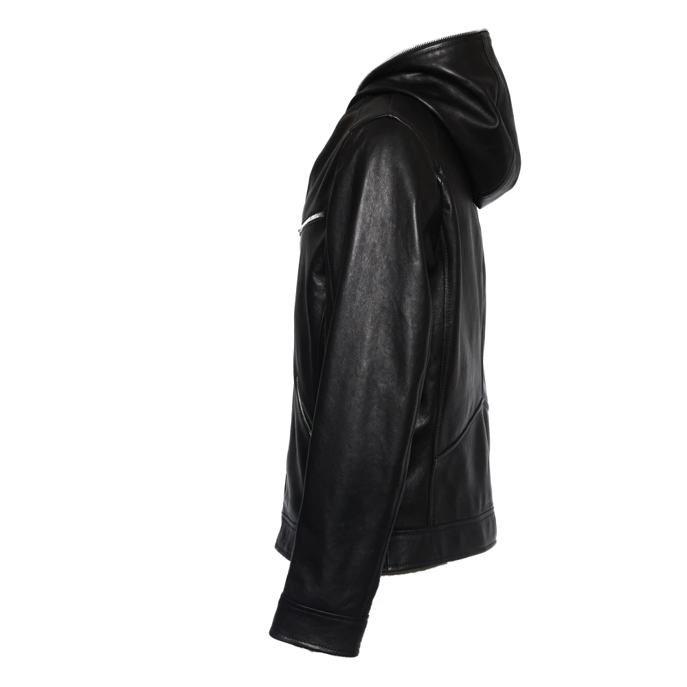 Dondup Zwarte Bikerjas met Ritszakken Black Heren