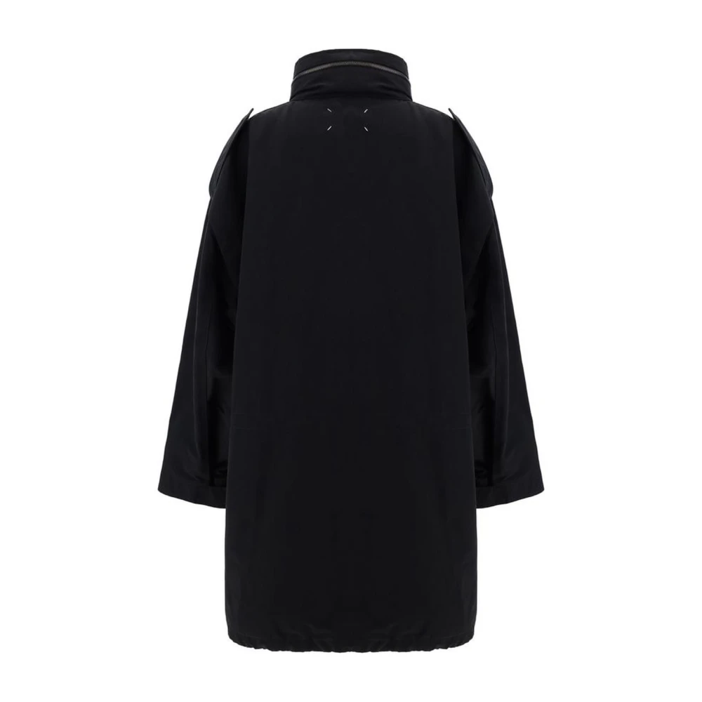 Maison Margiela Gewatteerde Katoenen Jas met Meerdere Zakken Black Dames