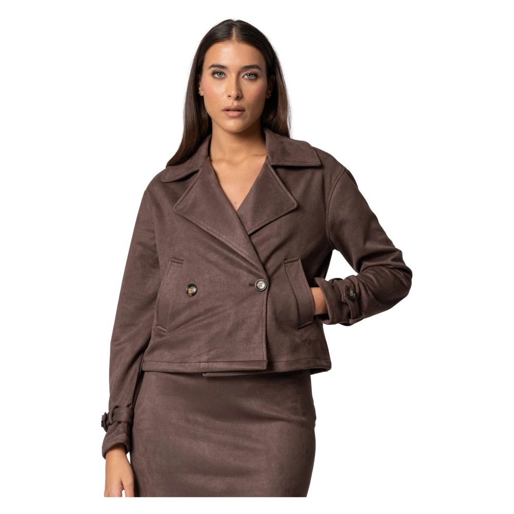 Kocca Women's Brown Waist Length Relaxed Blazer Jacket - Blazers - Xl - Jackets