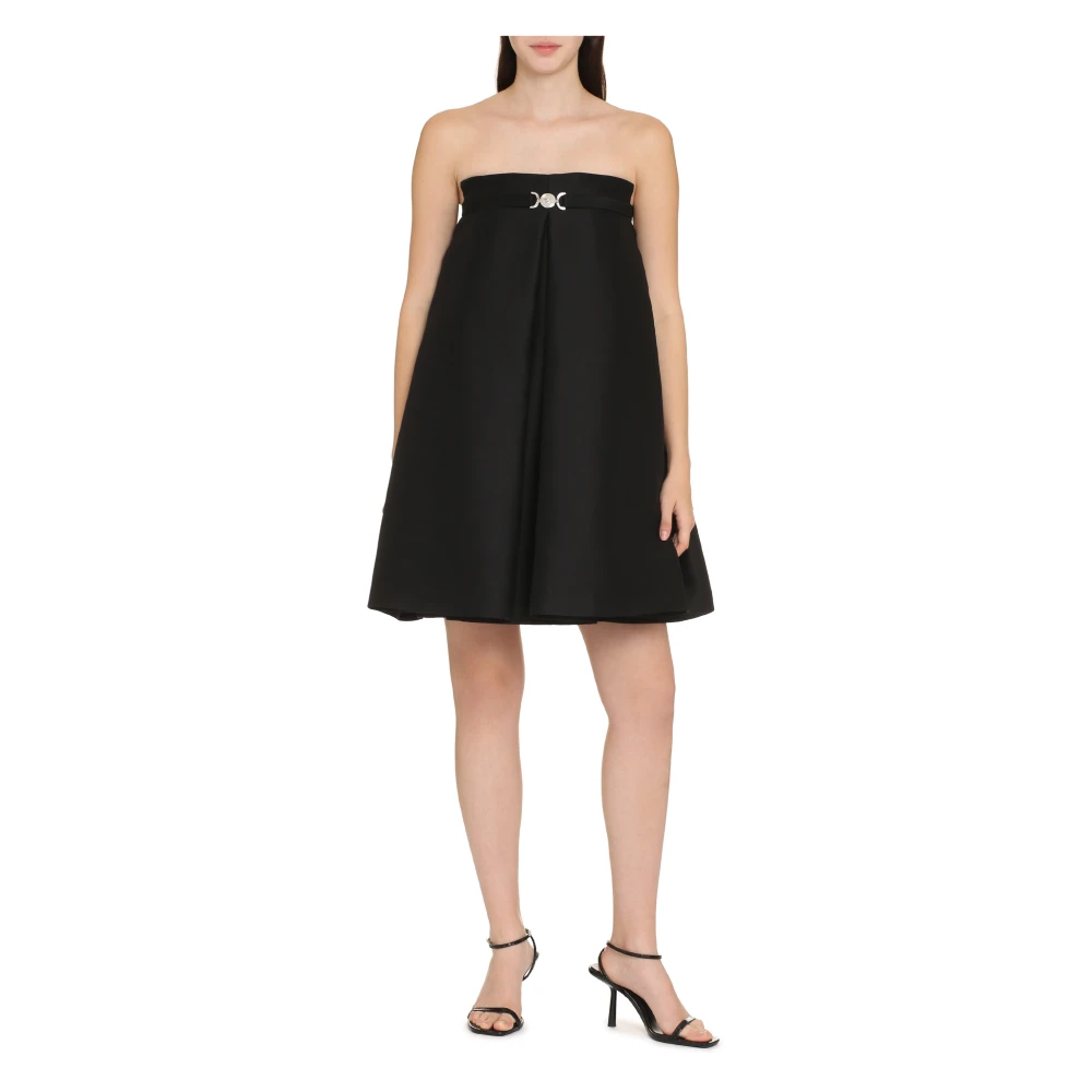 Versace Geplooide mouwloze jurk Black Dames