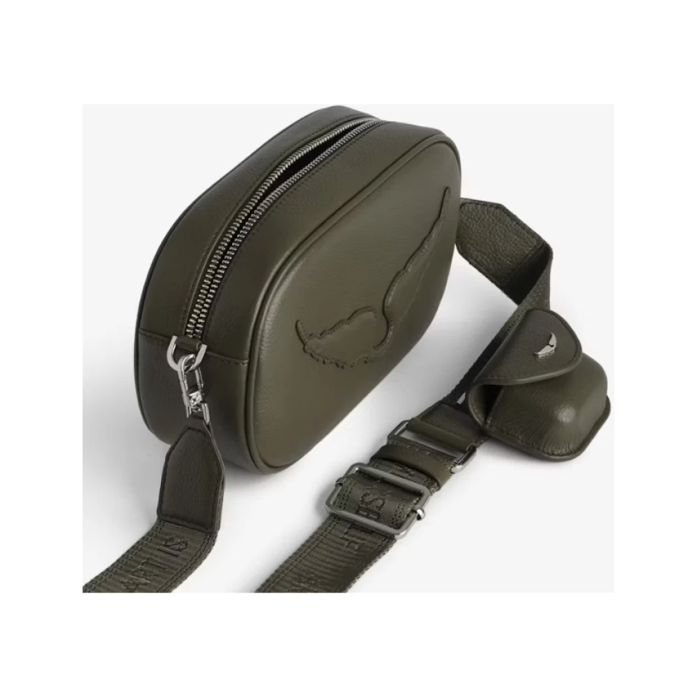 Zadig & Voltaire Khaki Leren Cameratas met Oortelefoonhoes Green Dames
