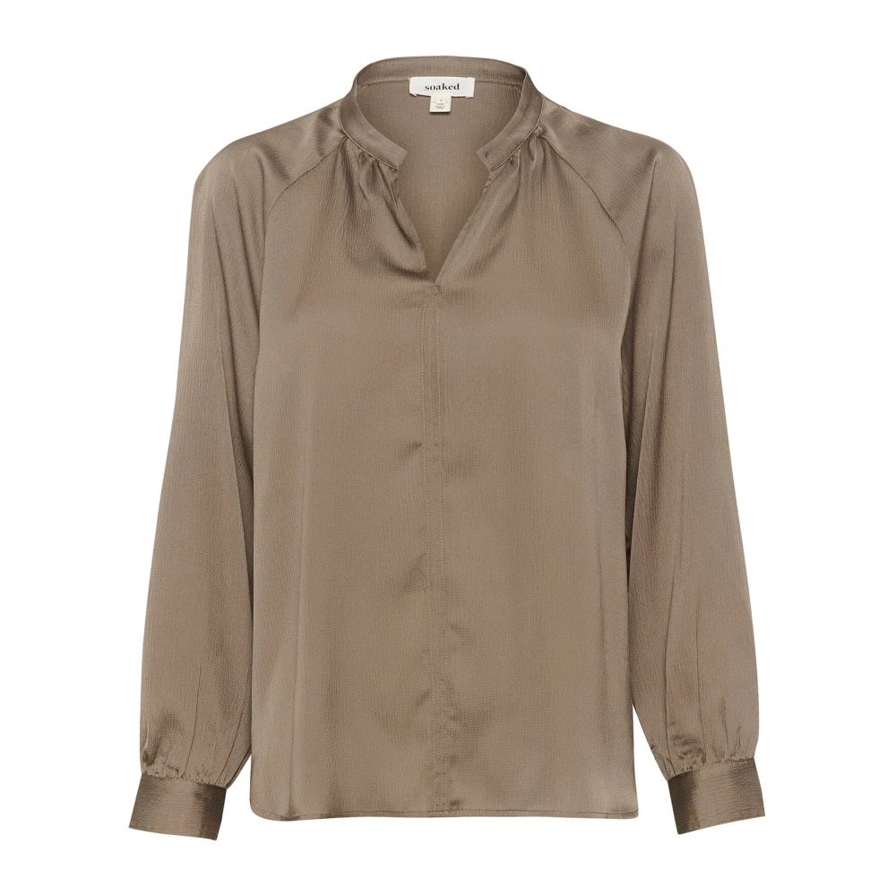 Soaked in Luxury Elegant V-ringad Blus Morel Brown, Dam