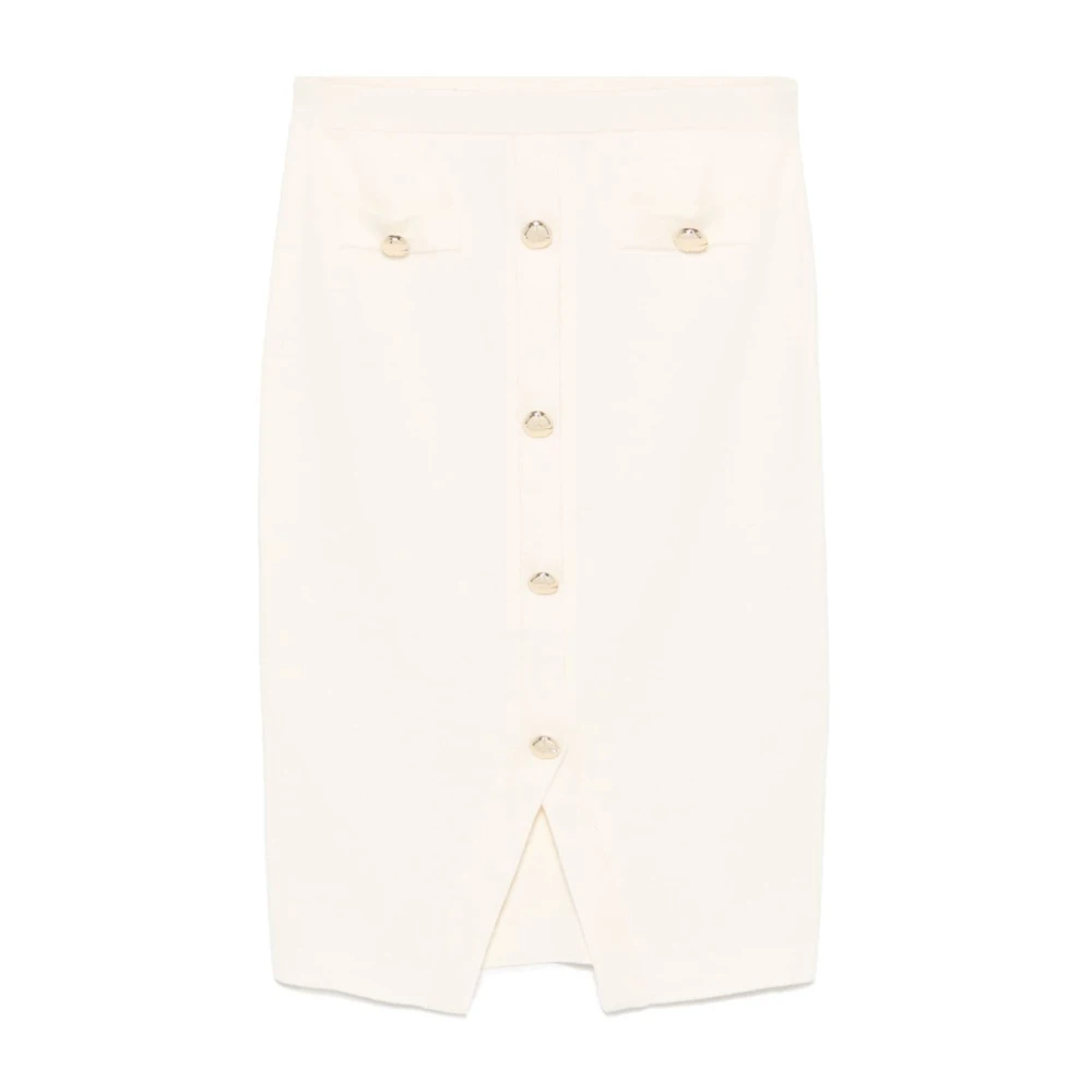Blugirl Geribbelde Gebreide Rok met Knoopdetails Pink Dames