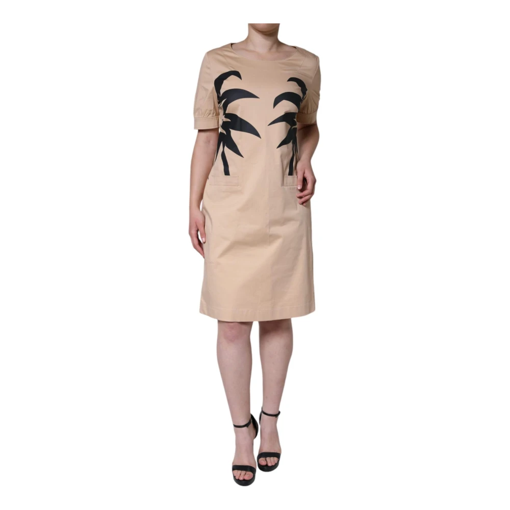 Moschino Beige Katoenen A-Lijn Jurk Beige Dames