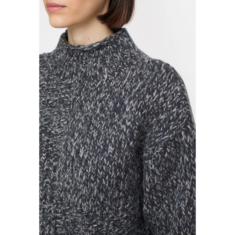 closed Dik Gebreid Mouliné Trui Gray Dames