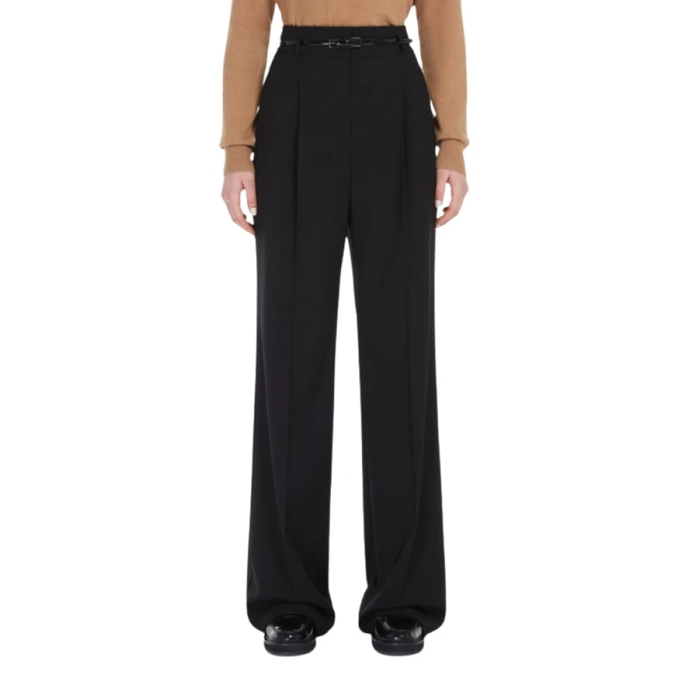 Max Mara Hoge taille wollen broek Black Dames