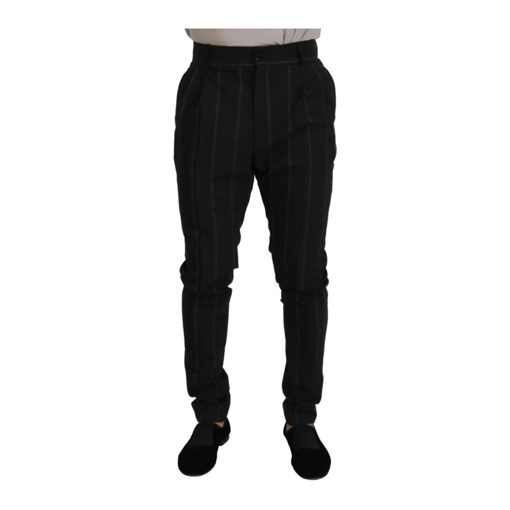 Dolce & Gabbana Men's Black Suit Trousers, M, Striped Trousers Cotton Trousers