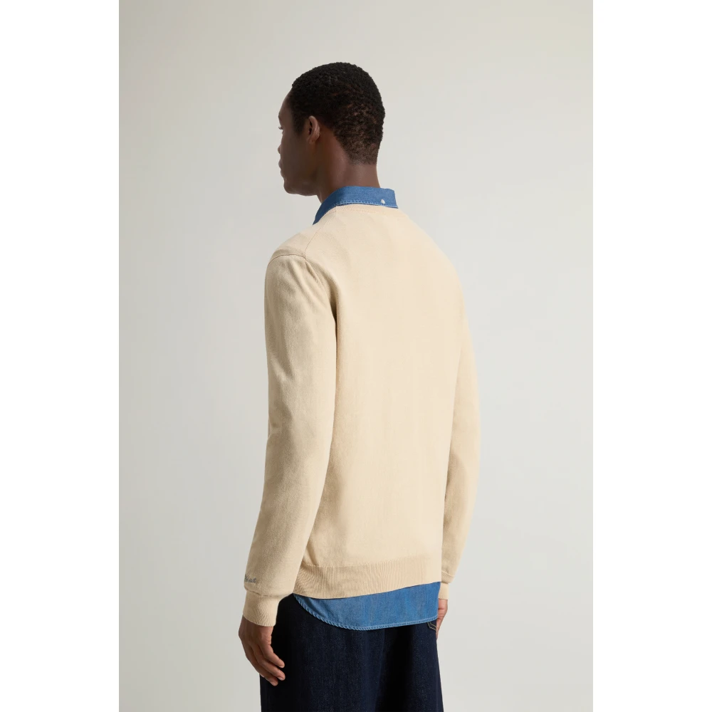 Woolrich Katoenen Crewneck Jersey Sweater Beige Heren