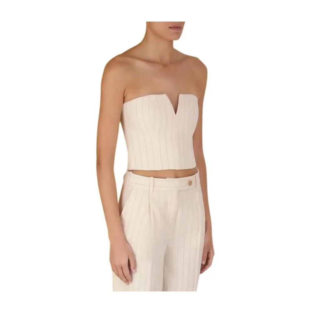 Zimmermann Gestreepte Wol Bustier Top White Dames