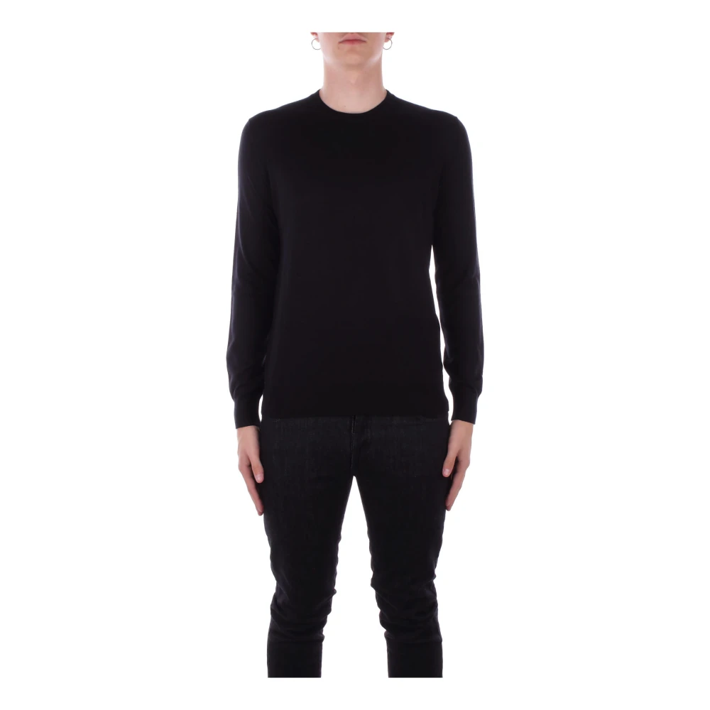Alpha Studio Zwarte Sweater Model Regular Fit Black Heren
