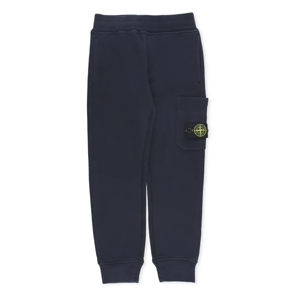 Stone Island Blå Bomull Junior Cargo Byxor Blue, Pojke