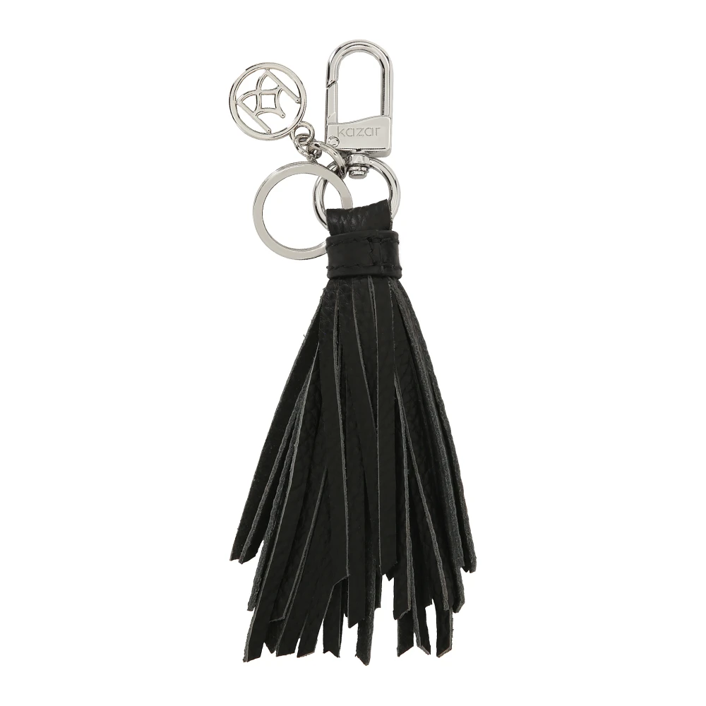 Kazar Elegante zwarte leren sleutelhanger met een clutch en zilveren accenten Black Dames