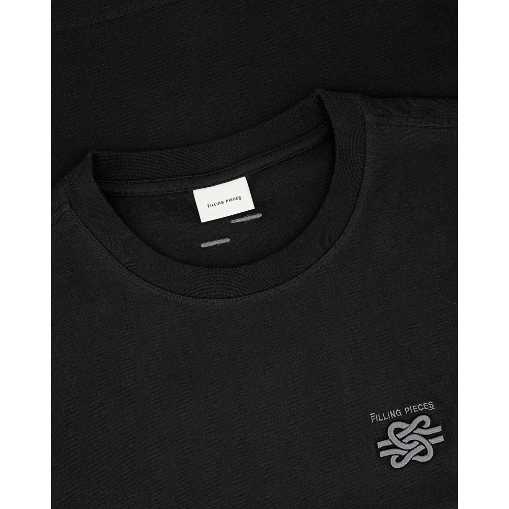 Filling Pieces T-shirt Embroidered Knot Black Heren