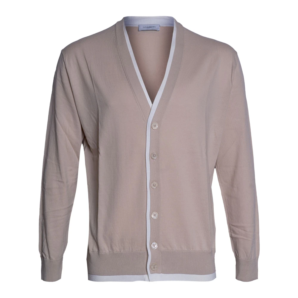 Paolo Pecora Men's Beige V-Neck Cardigan - Cardigans - M - Knitwear