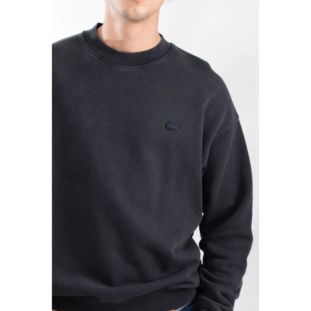 Lacoste Gewassen Fleece Sweatshirt in 031 Black Heren