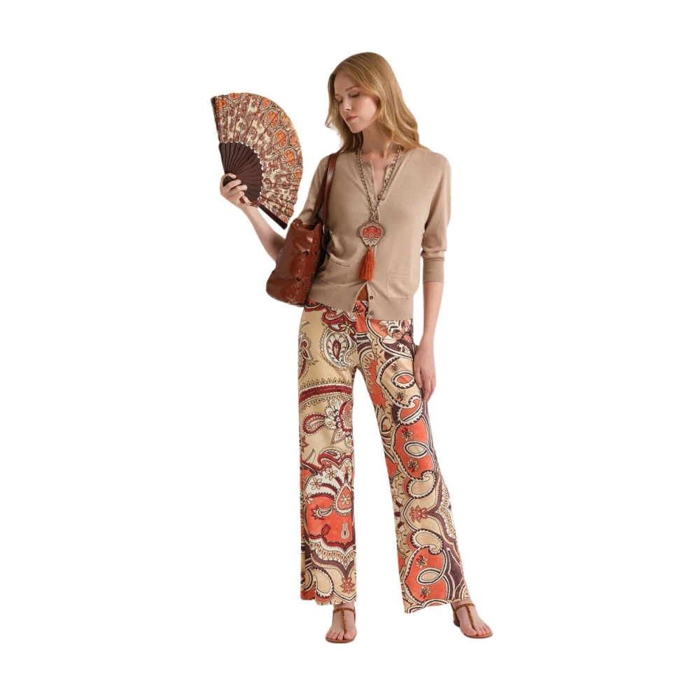 Maliparmi Women's Multicolor Wide Trousers, M, Hippie Lotus Trousers