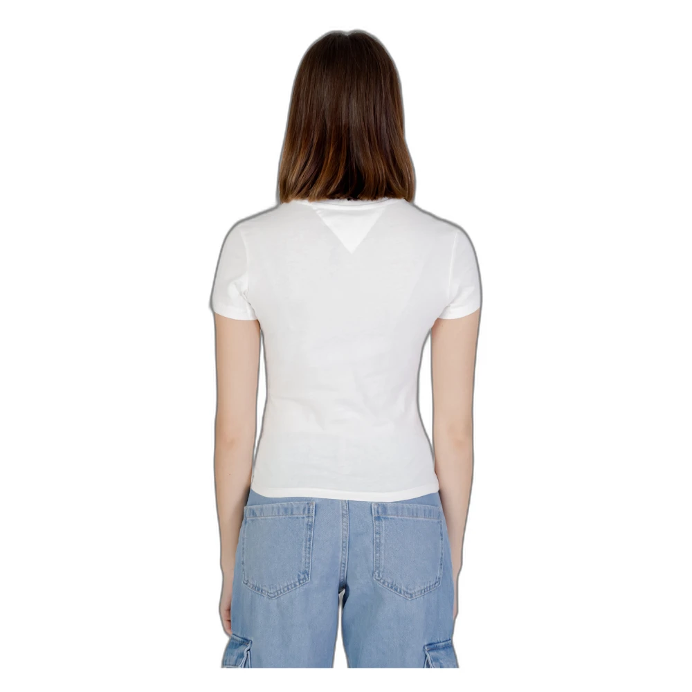 Tommy Jeans Tonal Linea Transitional Cotton T-Shirt White Dames