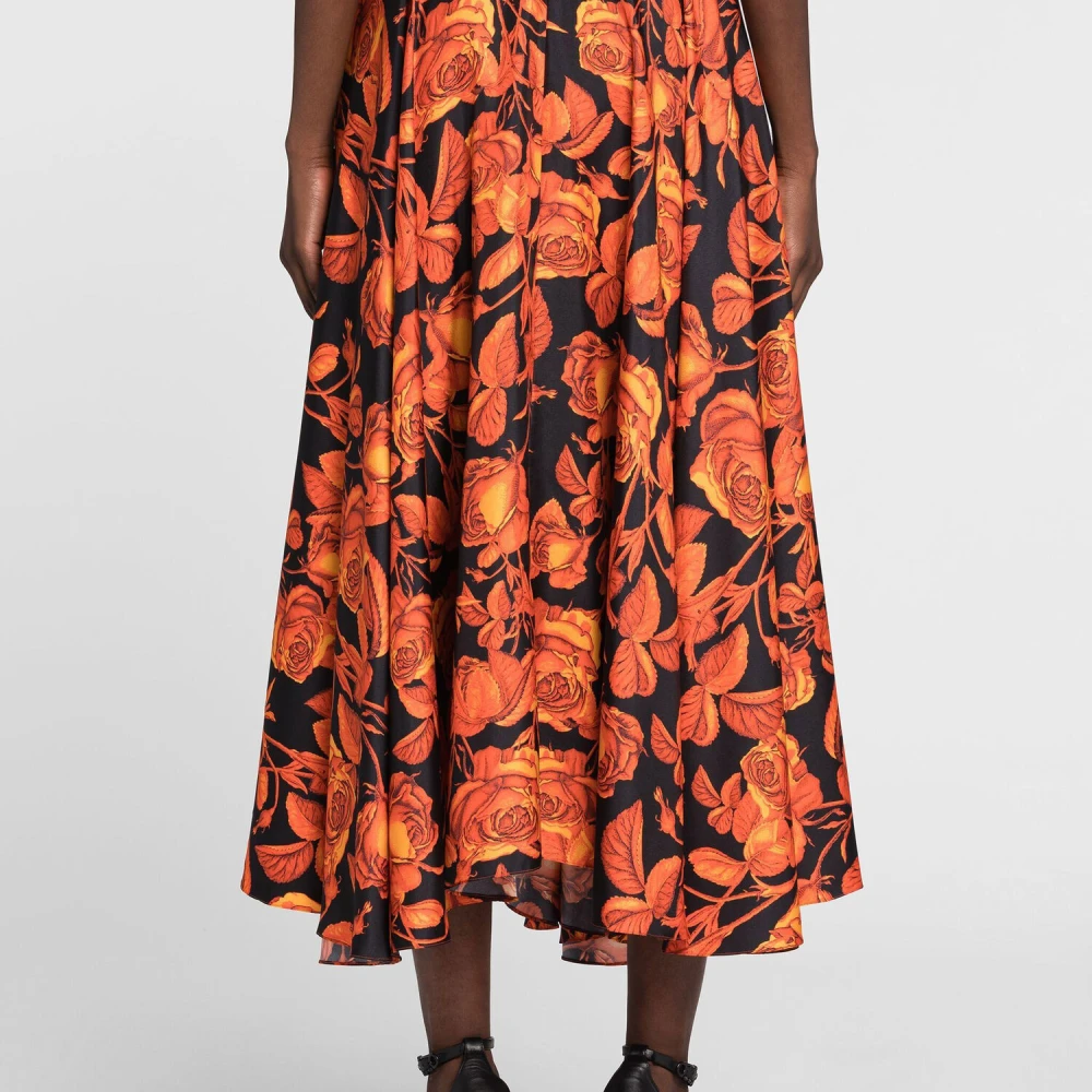 Roberto Cavalli Python-Print Asymmetrische Maxi Rok Orange Dames