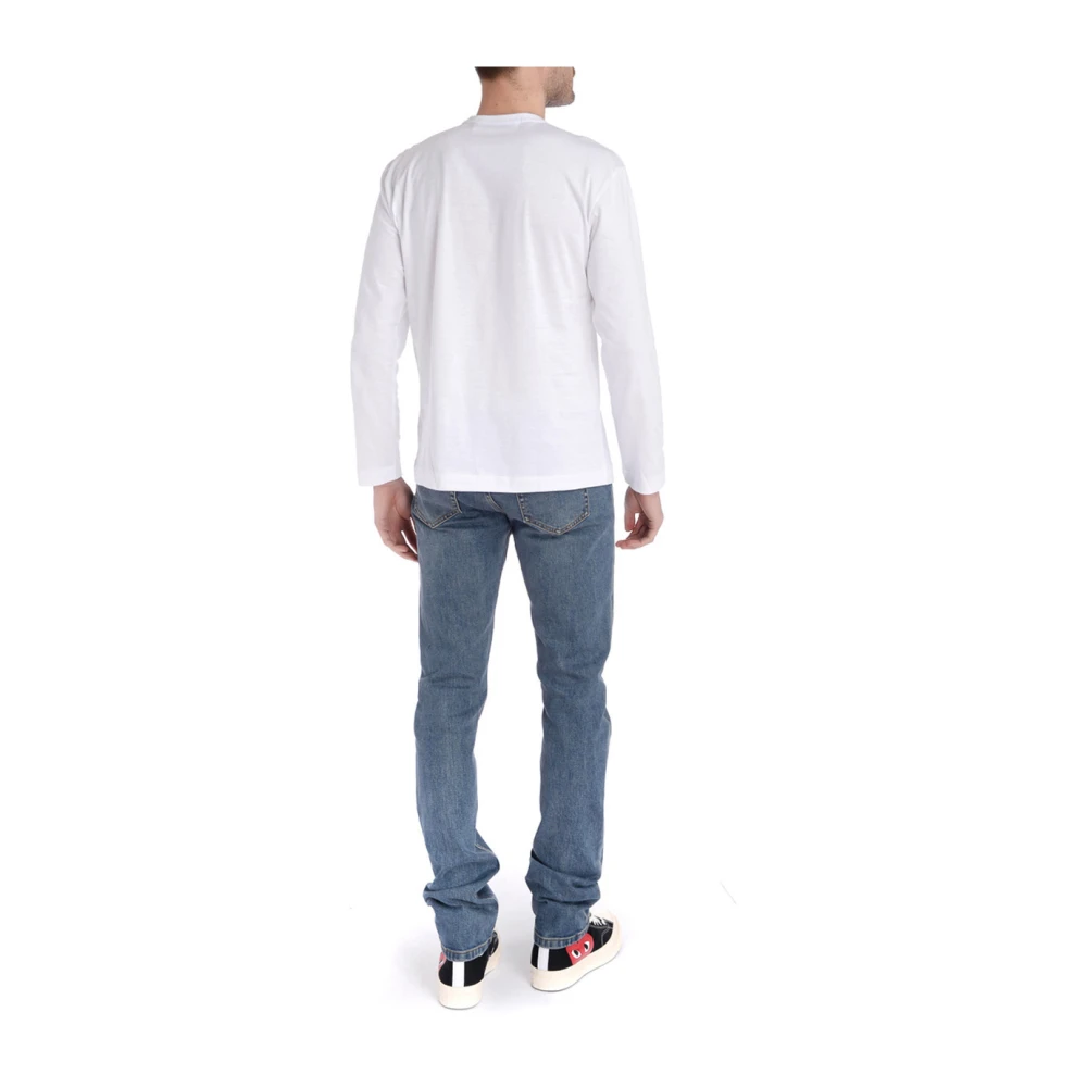 Comme des Garçons Play Lange mouwen T-shirt met rood hart White Heren
