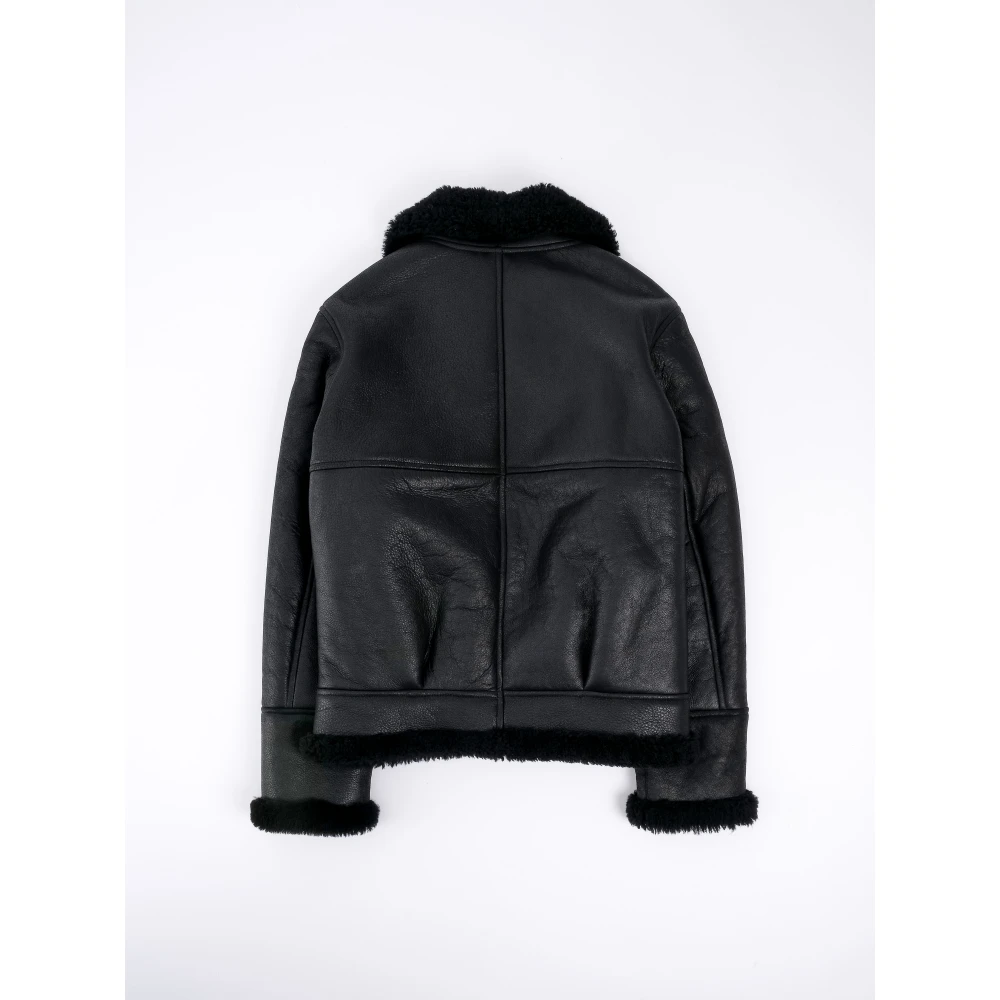 Giorgio Brato Shearling Pilot Jacket Black Heren
