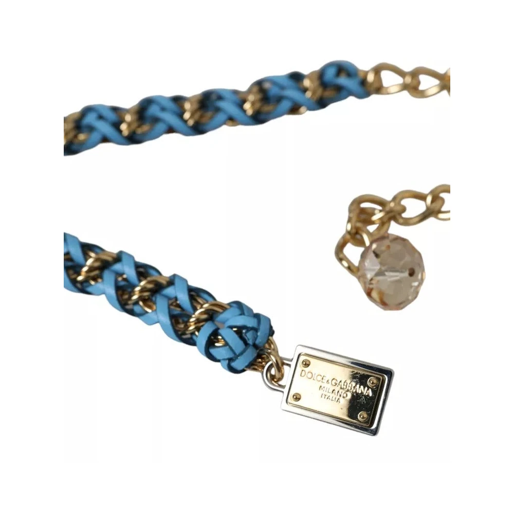 Dolce & Gabbana Blauw en Goud Gevlochten Taille Riem Blue Dames