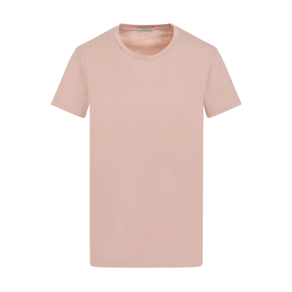 Moncler Roze Katoenen T-shirt met Logo Pink Dames