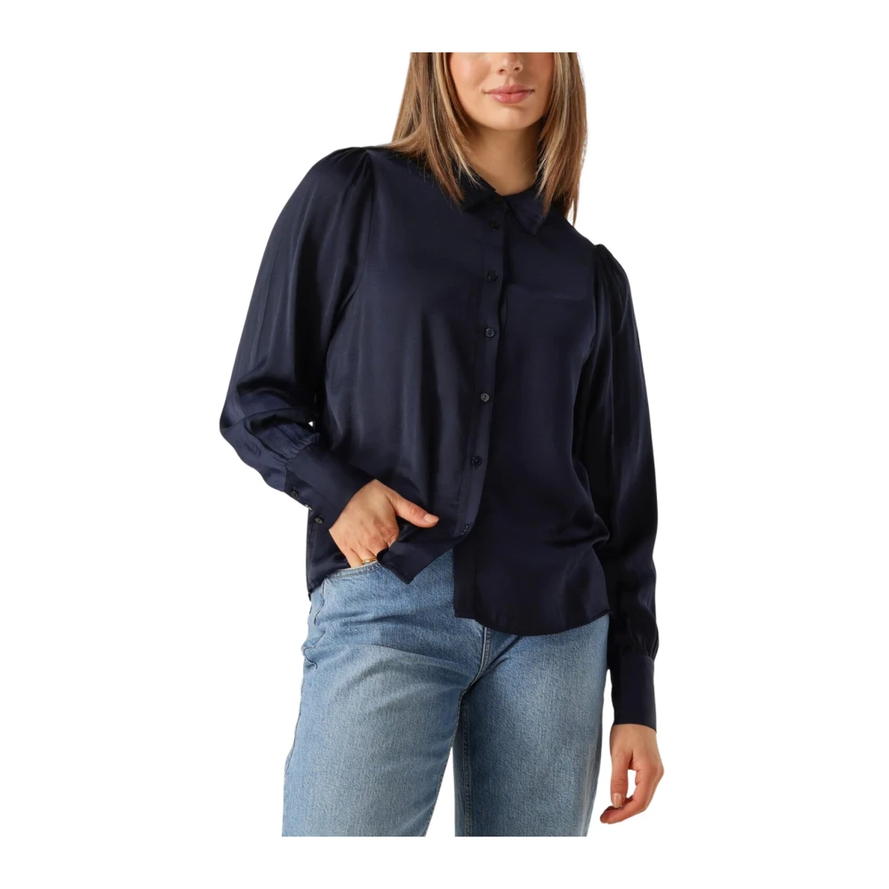 moss copenhagen Navy Blauwe Elegante Blouse Blue Dames