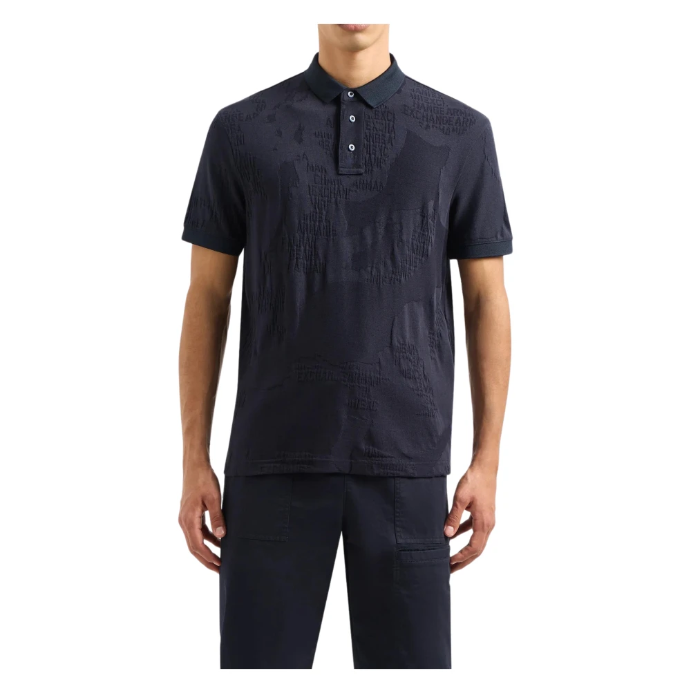 Armani Exchange Polo MM Logo Intarsio Blue Heren