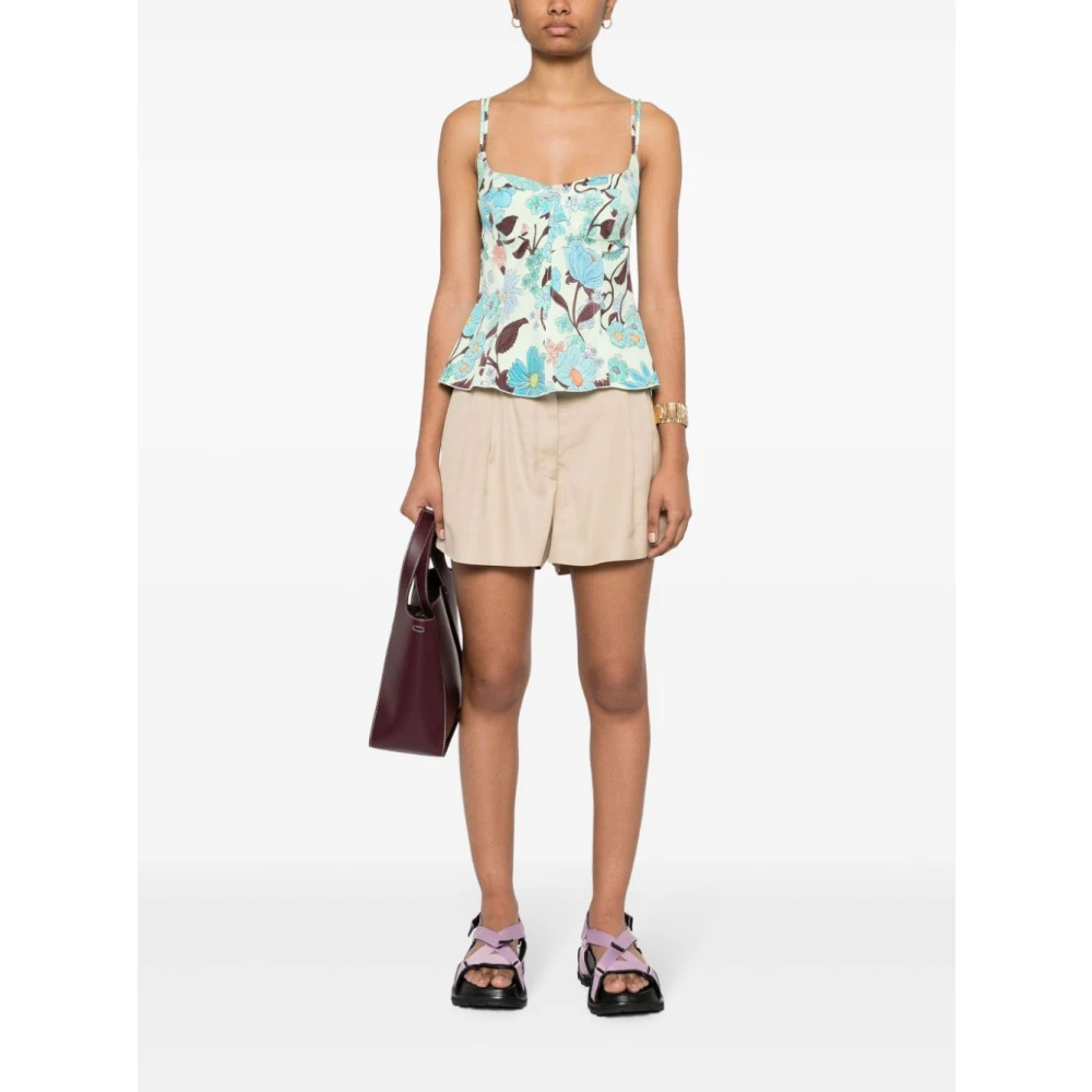 Stella Mccartney Geborduurde Shorts in Lichtgewicht Viscose Beige Dames