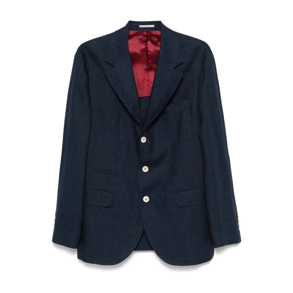 Brunello Cucinelli Men's Blue Blazers, L, Navy Deconstructed Jacket