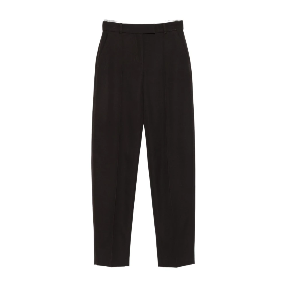 Alexander Mcqueen Women's Brown Trousers With Pressed Crease Pockets - Wide Trousers - S - Trousers