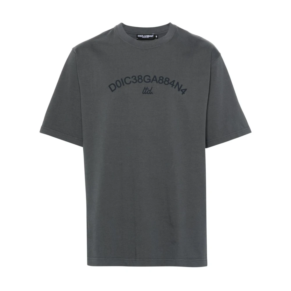 Dolce & Gabbana Grijze Logo Print Katoenen T-shirt Gray Heren