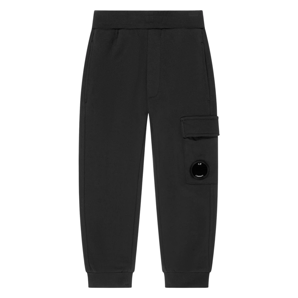 C.p. Company Boys Black Sweatpants, 8 Y, Cargo Lens Joggers