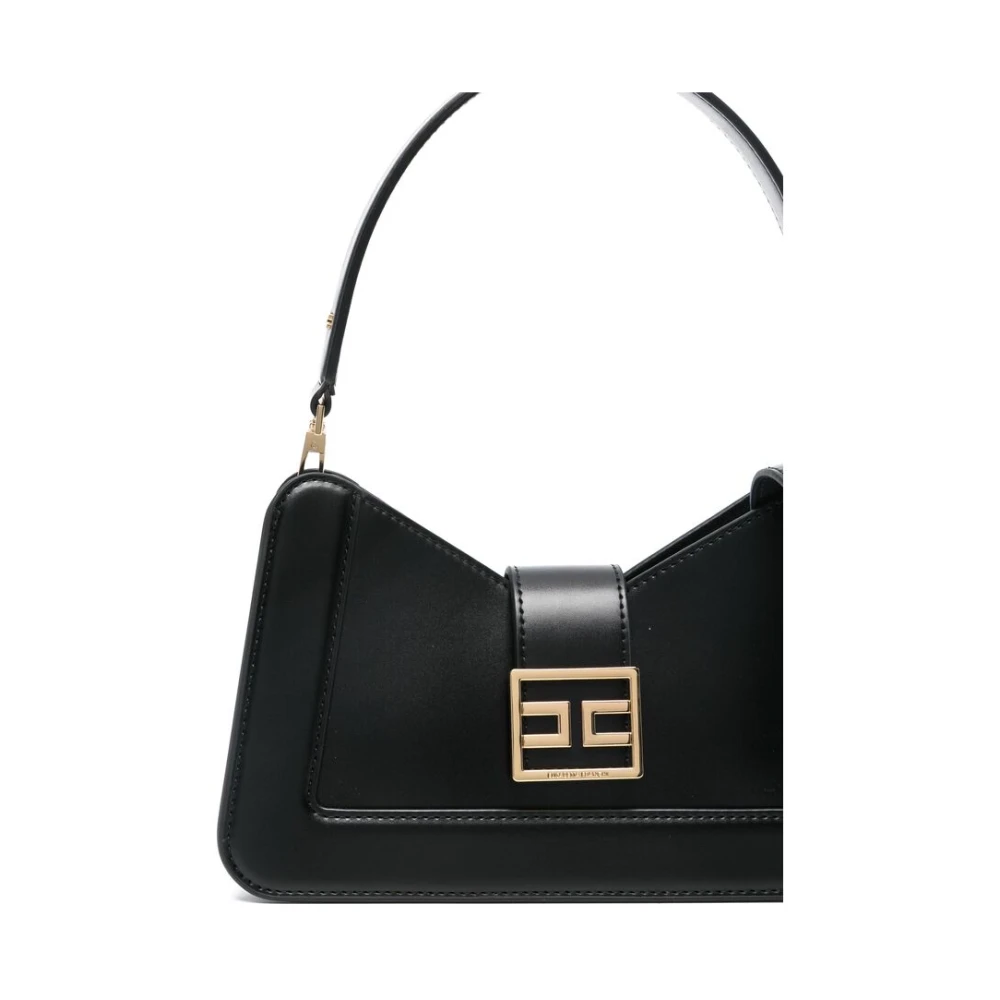 Elisabetta Franchi Zwarte Schoudertas met Magnetische Sluiting Black Dames