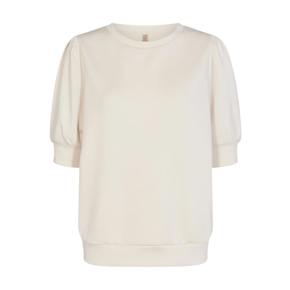 Soyaconcept Comfortabele Crème Sweater met Korte Mouwen Beige Dames