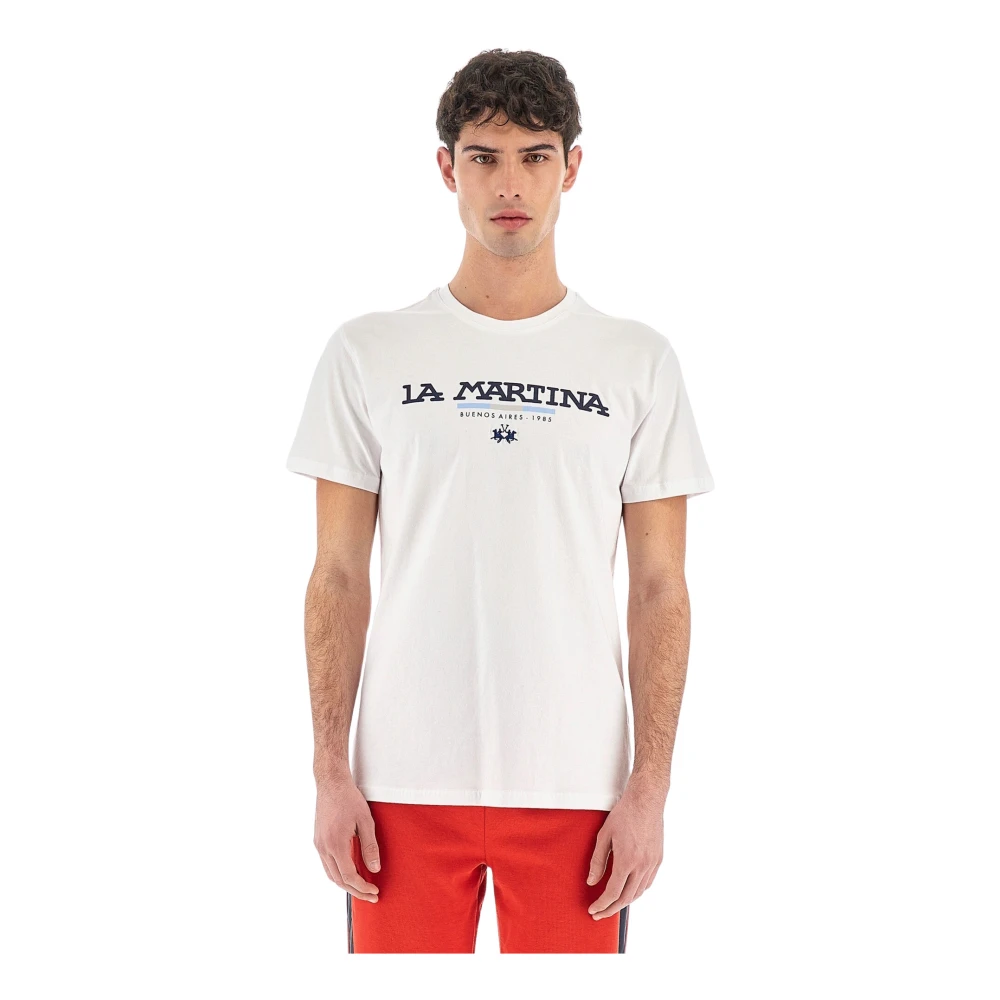 LA MARTINA Logo-Print Regular Fit T-Shirt White Heren