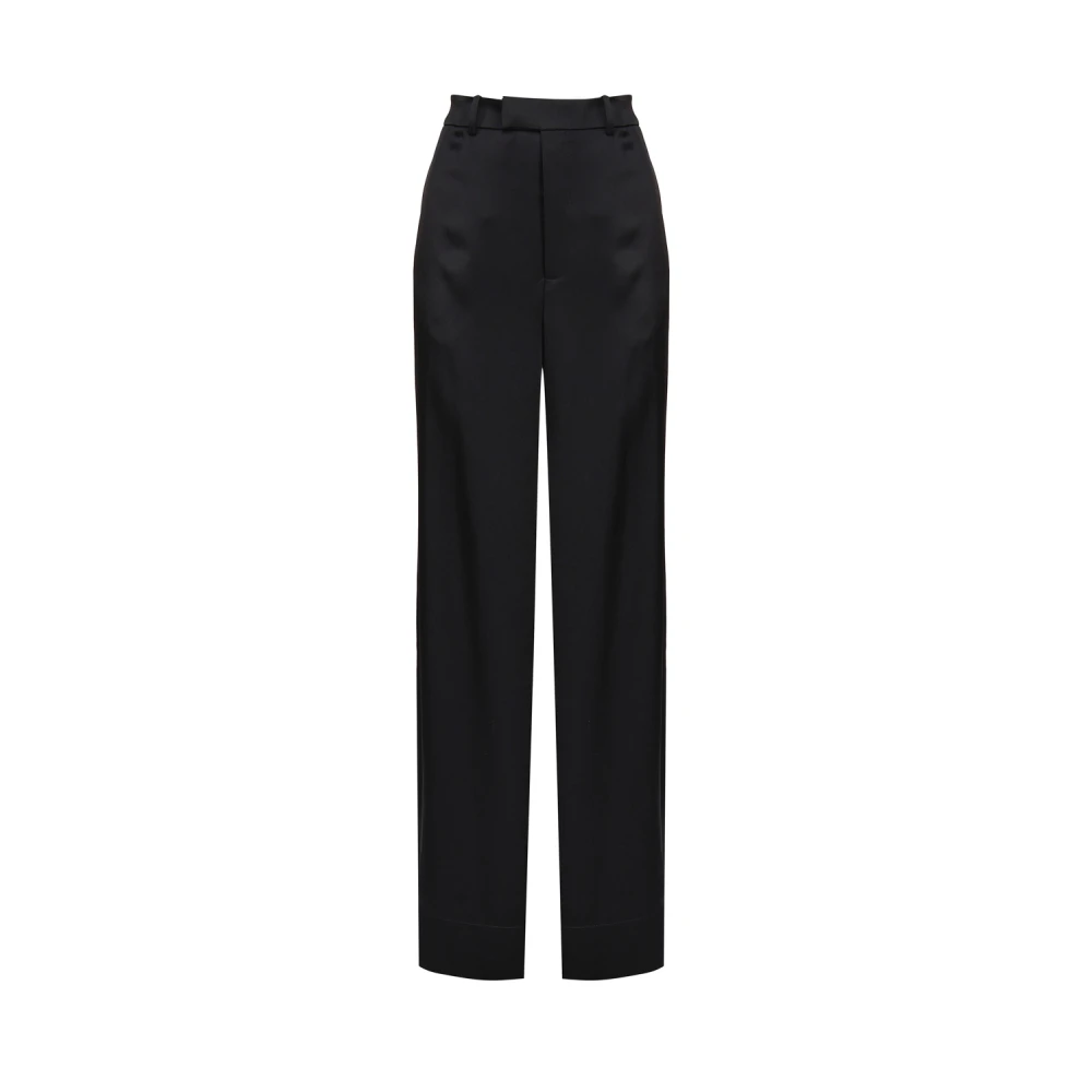 Saint Laurent Zwarte broek met hoge taille en wijde pijpen Black Dames