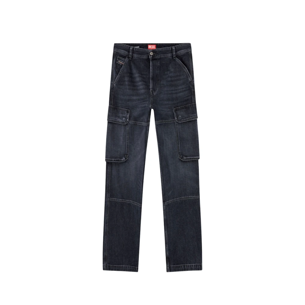 Diesel Zwarte Cargo Utility Denim Broek Black Heren